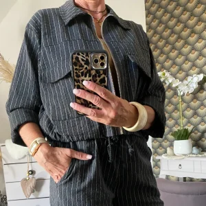 VESTE FINES RAYURES GRIS ENTRACYTHE TU 36/44