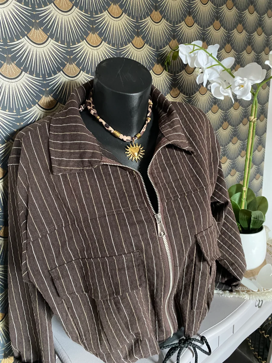 VESTE FINES RAYURES GRIS CHOCO TU 36/44 – Image 8