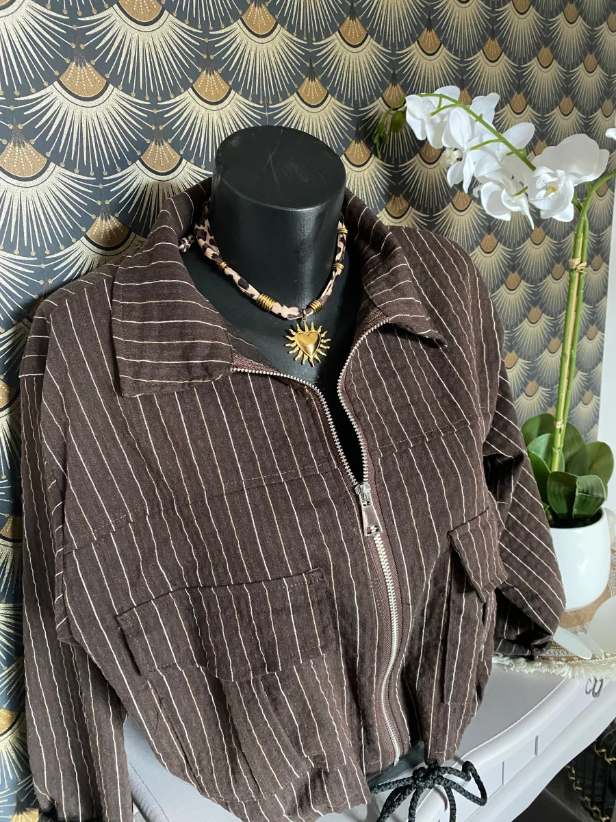 VESTE FINES RAYURES GRIS CHOCO TU 36/44 – Image 3