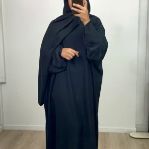 Abaya ample avec voile intégré Noir