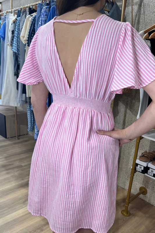 Robe rose à rayures - Image 3