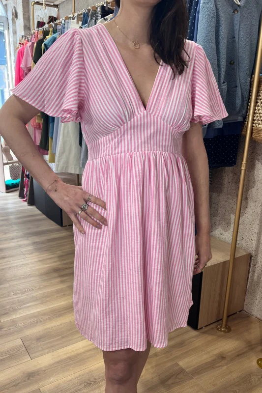 Robe rose à rayures - Image 4