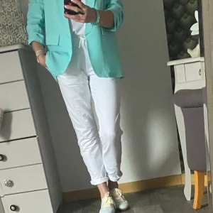 VESTE BLAZER MANCHES TROIS QUART  PLISSE  BLEU TURQUOISE    TU 36/42