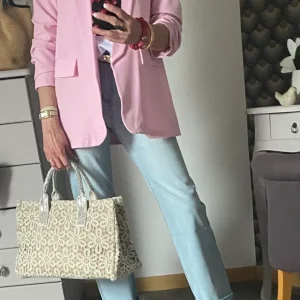 VESTE BLAZER MANCHES TROIS QUART  PLISSE  ROSE  TU 36/42