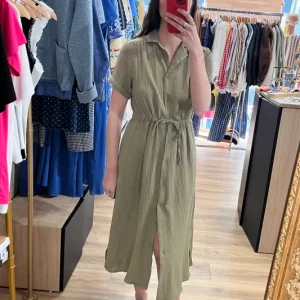 Robe Kaki gaz de coton