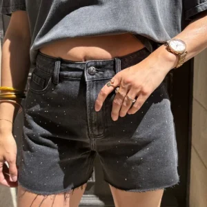 Short gris strass