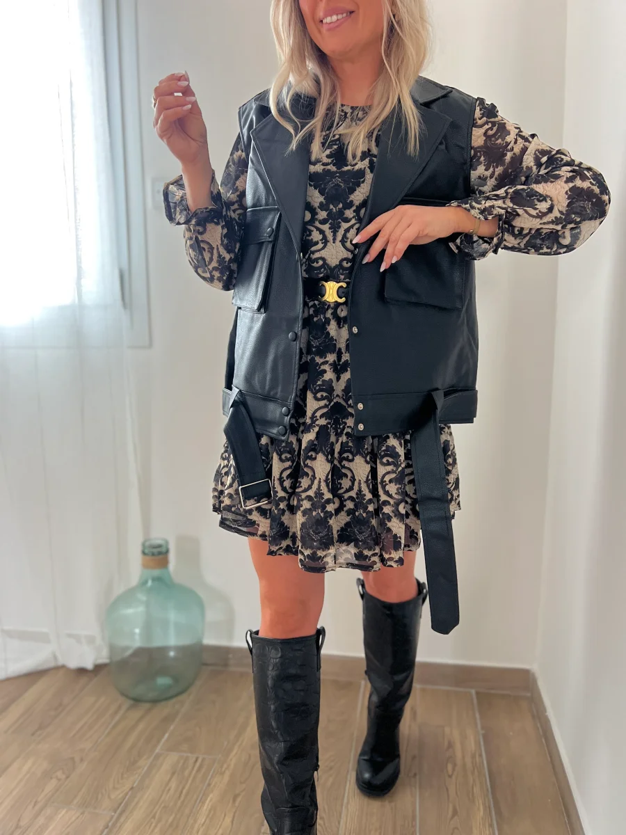 LE PERFECTO SANS MANCHE EN SIMILI NOIR – Image 6