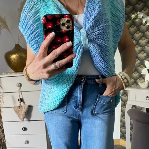 GILET NOEUD LOVENA BLEU   TU 36/44