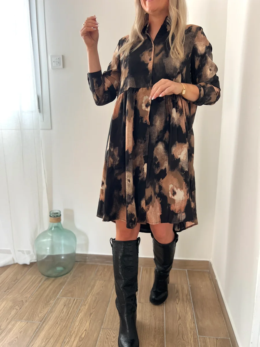 LA ROBE CHEMISE NOIR ET ROSE POUDRÉ - Image 5