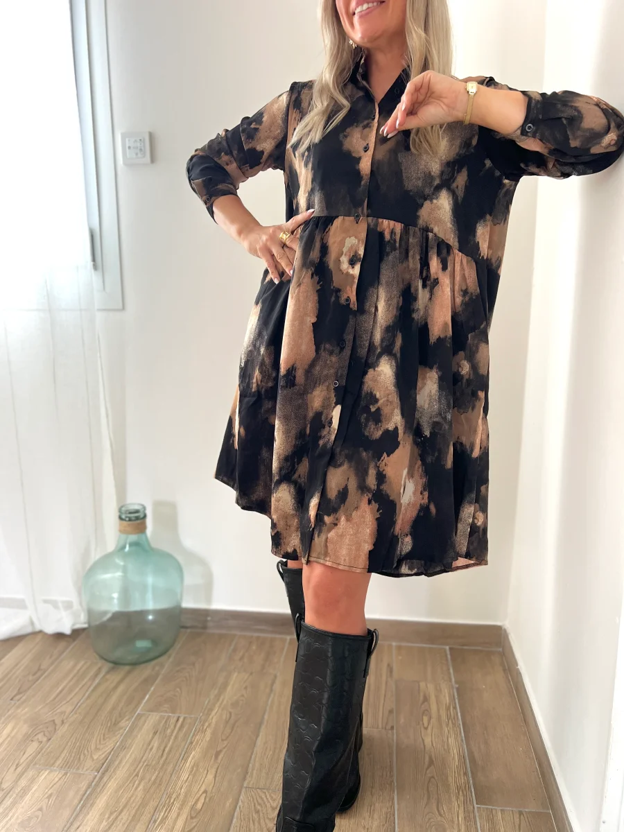 LA ROBE CHEMISE NOIR ET ROSE POUDRÉ - Image 2