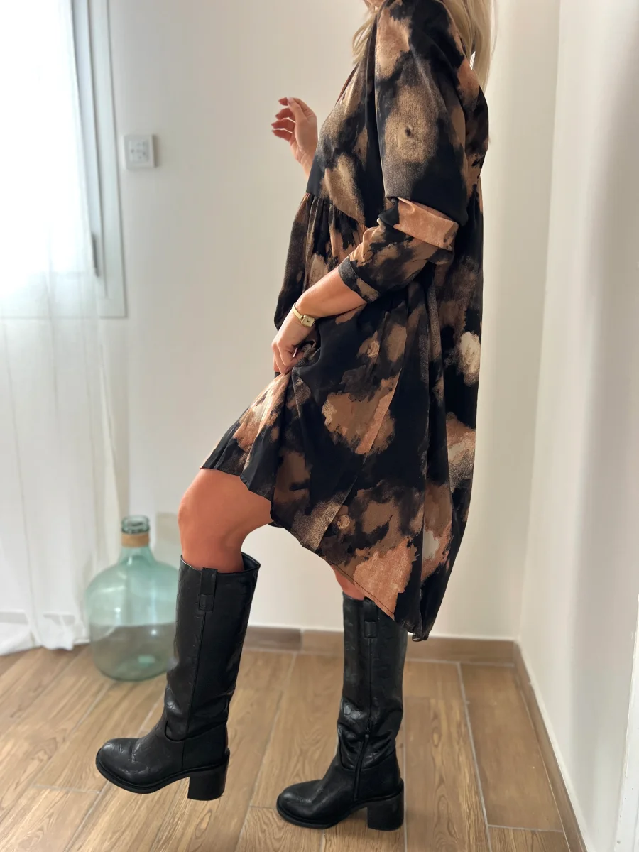 LA ROBE CHEMISE NOIR ET ROSE POUDRÉ - Image 3