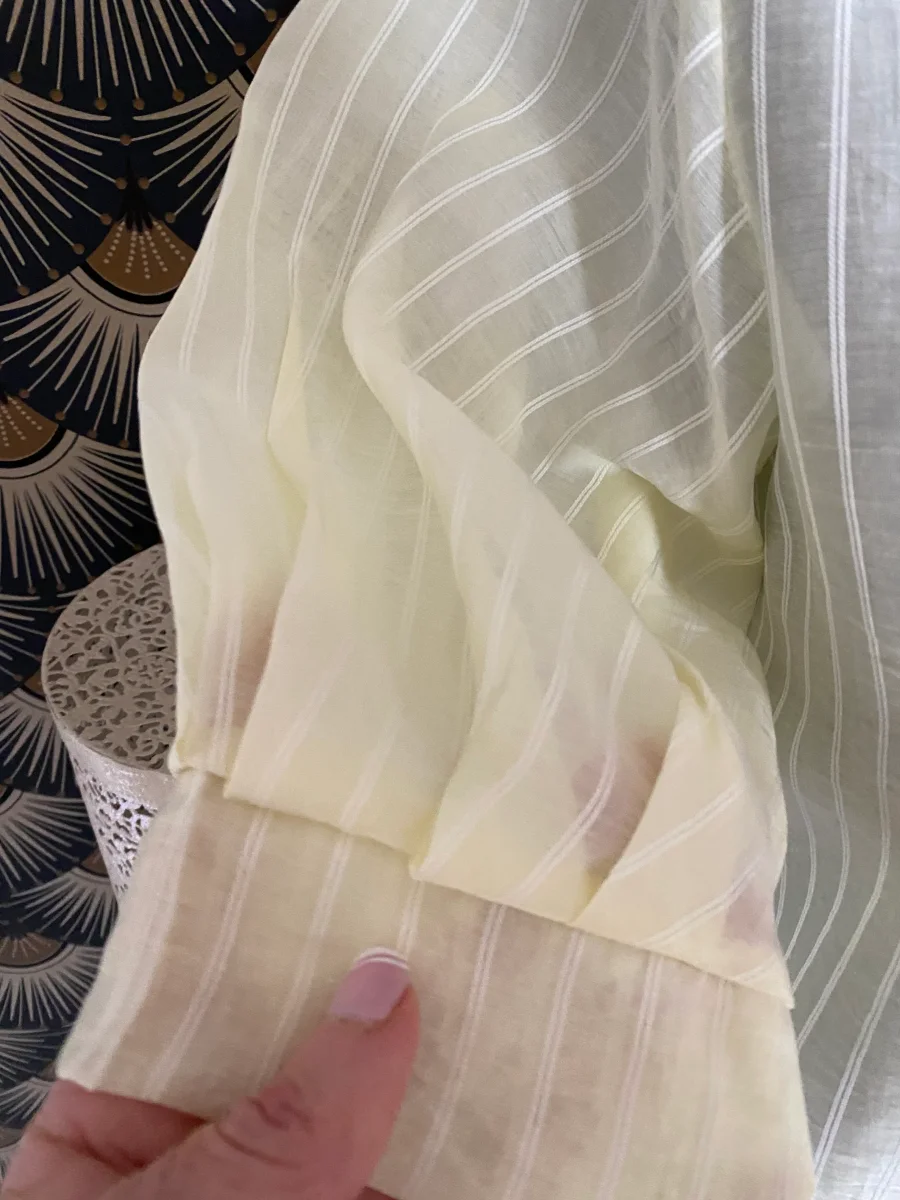 TOP CORINNE FINES RAYURES JAUNE TU 34/40 LYOCEL – Image 7