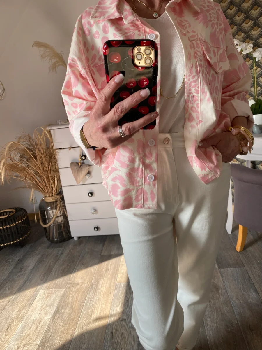 VESTE CARLA FLEURS ROSE TU 38/46 – Image 2