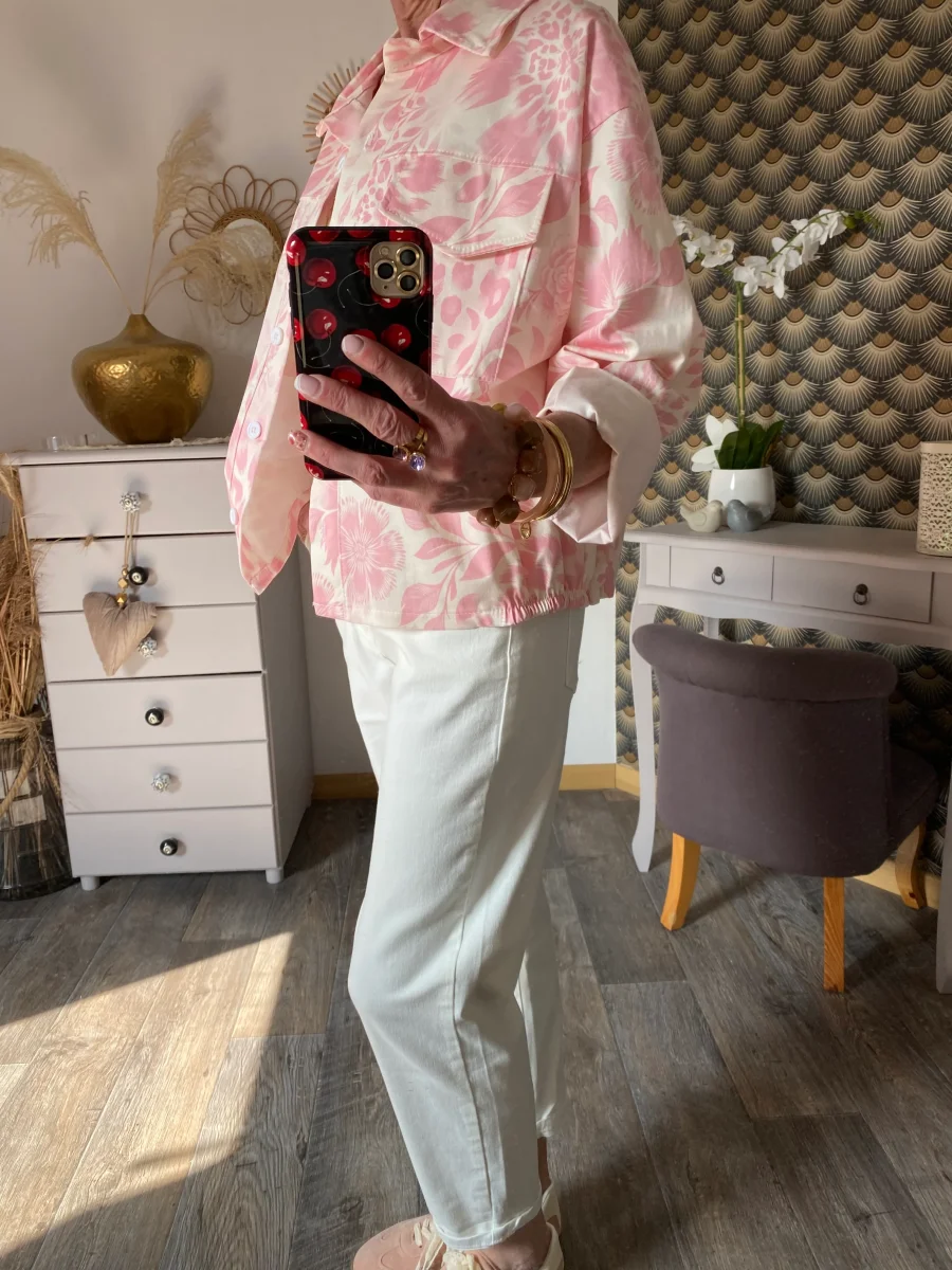 VESTE CARLA FLEURS ROSE TU 38/46 – Image 4