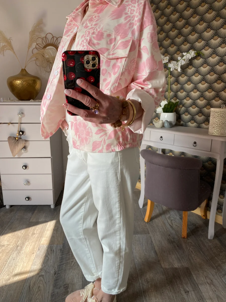 VESTE CARLA FLEURS ROSE TU 38/46 – Image 6