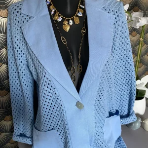 VESTE CROCHET CORINNE BLEU TU 36/42