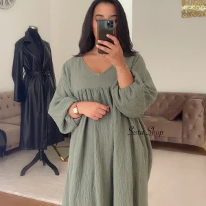 Robe Gaze de Coton Maïssa Kaki