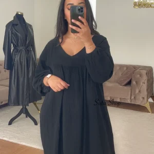Robe Gaze de Coton Maïssa Noire