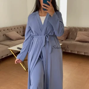 Ensemble Kimono-Pantalon Imane Bleu Gris