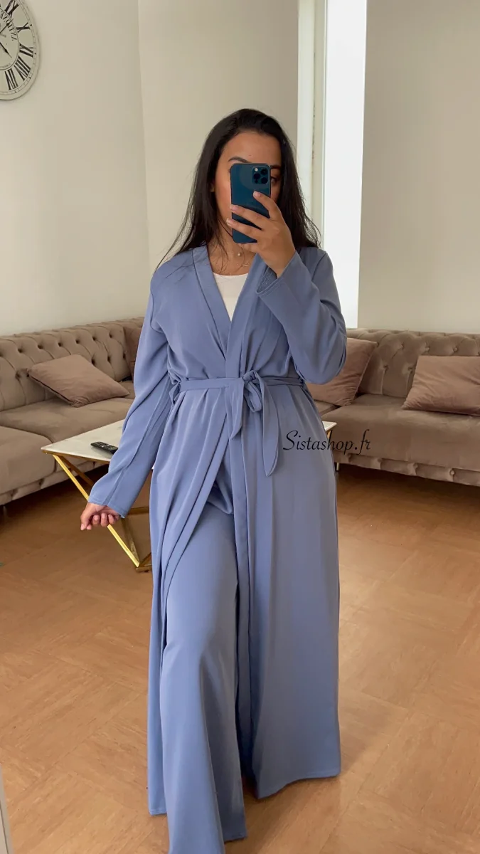 Ensemble Kimono-Pantalon Imane Bleu Gris