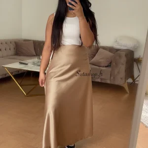Jupe longue satin Nude
