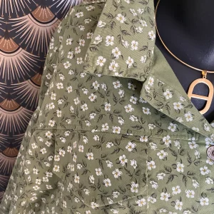 VESTE FLEURS CORINNE KAKI TU 38/44 petit 46