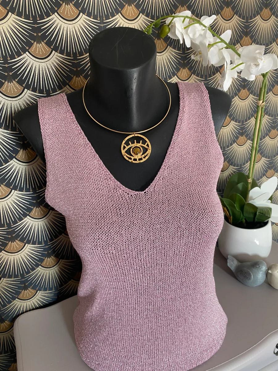 TOP BRETELLE IRISE ROSE TU 34/40 petit 42 – Image 6