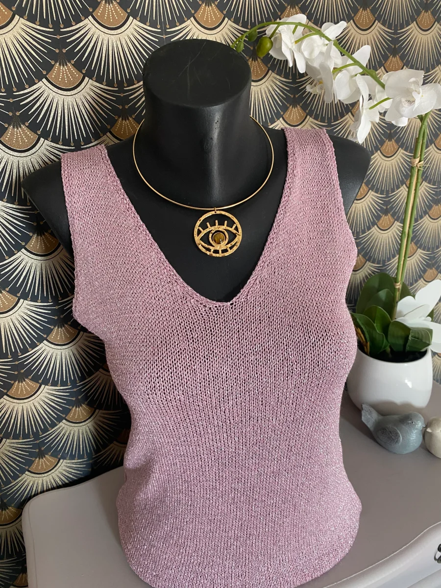 TOP BRETELLE IRISE ROSE TU 34/40 petit 42 – Image 2