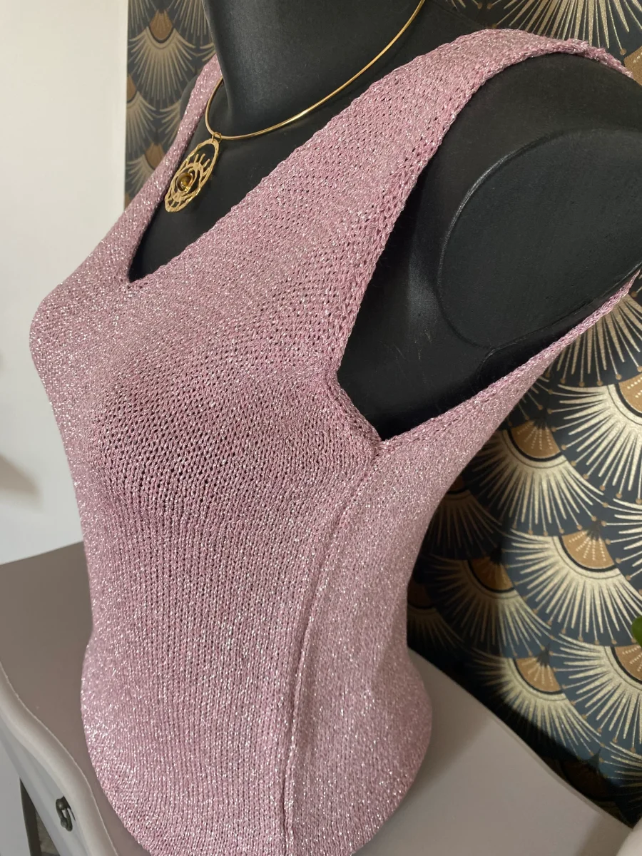 TOP BRETELLE IRISE ROSE TU 34/40 petit 42 – Image 8