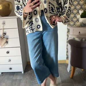 GILET CROCHET BLEU MARINE TU 36/44