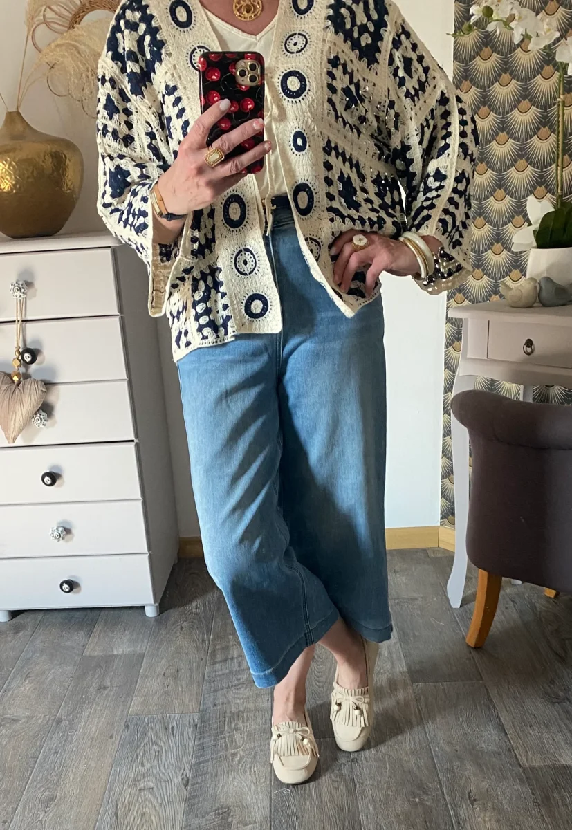 GILET CROCHET BLEU MARINE TU 36/44 – Image 2