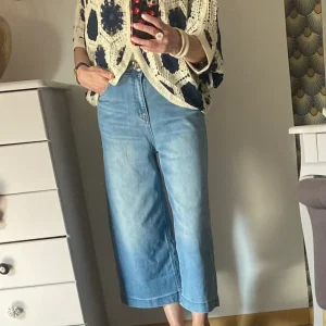 GILET CROCHET 1 BLEU MARINE  TU36/44