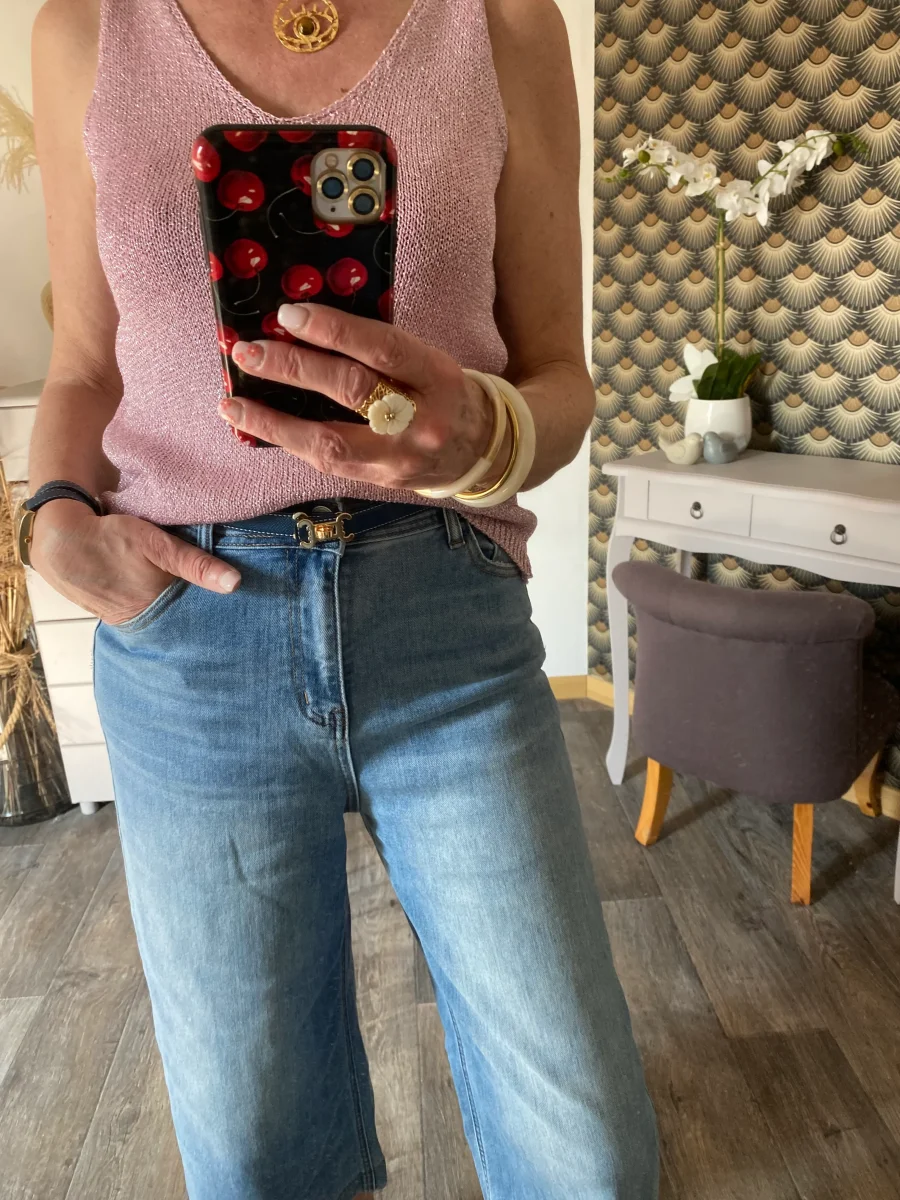 TOP BRETELLE IRISE ROSE TU 34/40 petit 42 – Image 3