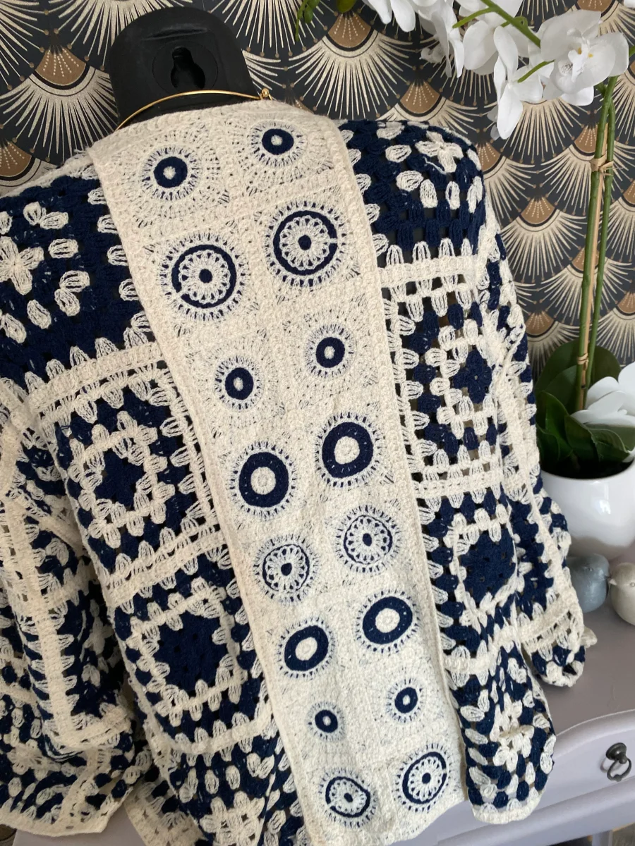 GILET CROCHET BLEU MARINE TU 36/44 – Image 6
