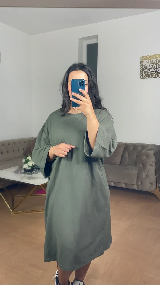 Robe tee shirt courte Souk Kaki - Image 2