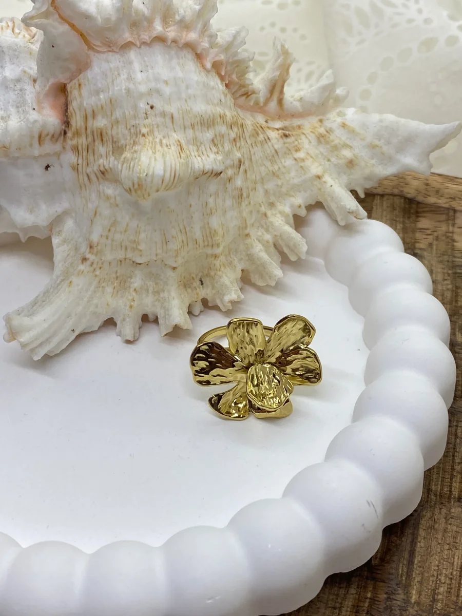 BAGUE FLEUR ACIER INOXYDABLE – Image 4