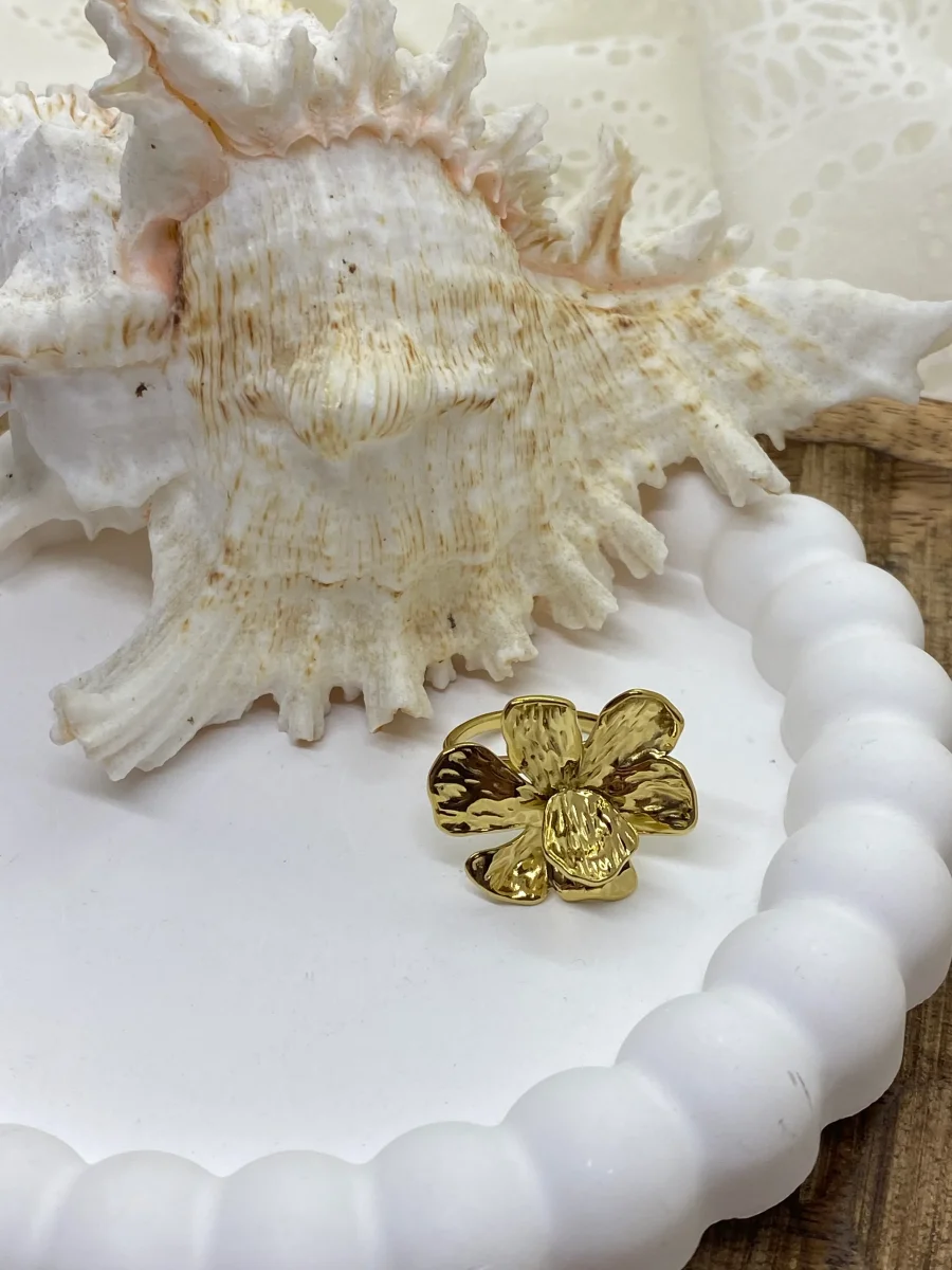 BAGUE FLEUR ACIER INOXYDABLE – Image 2