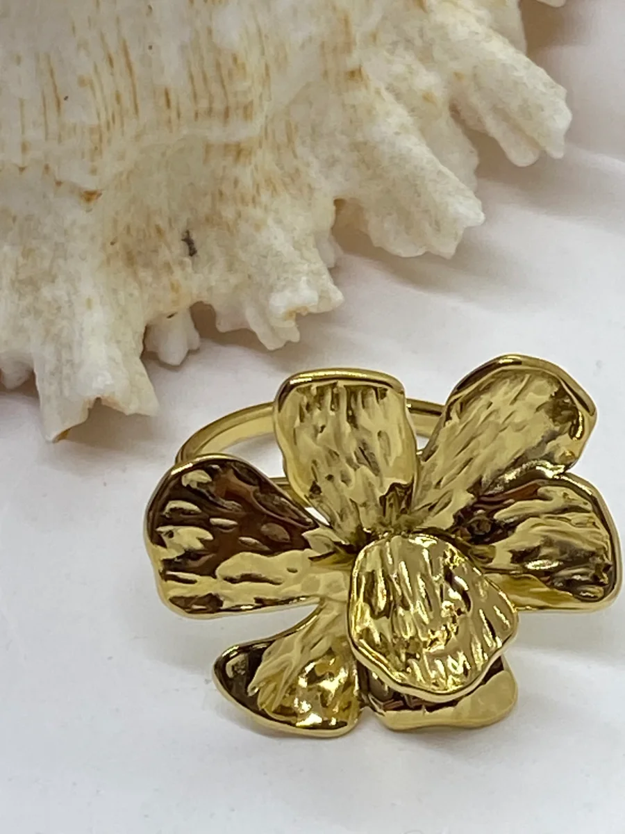 BAGUE FLEUR ACIER INOXYDABLE – Image 3