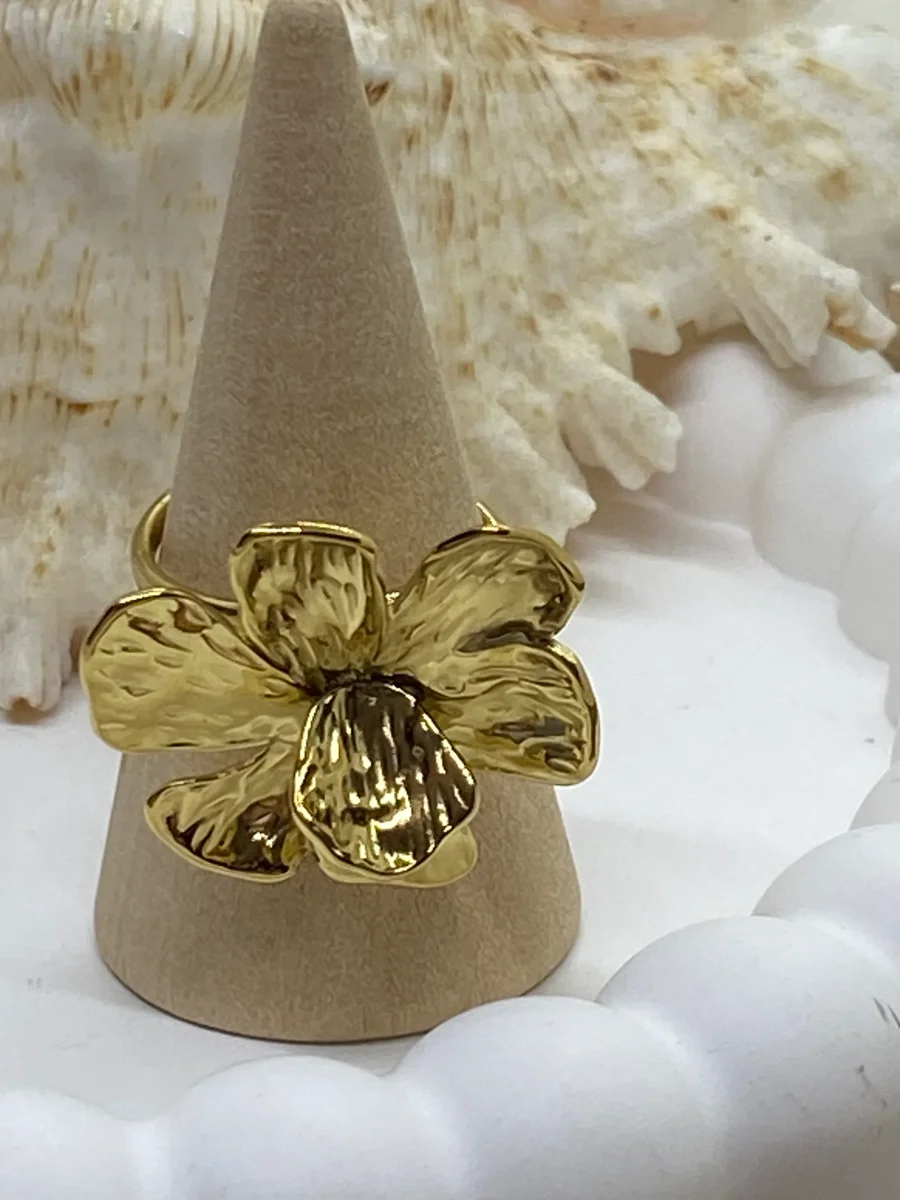 BAGUE FLEUR ACIER INOXYDABLE – Image 6