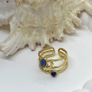 BAGUE FINE AGATHE BLEUE ACIER INOXYDABLE