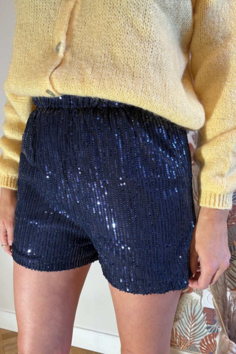 Short bleu marine à paillettes – Image 3
