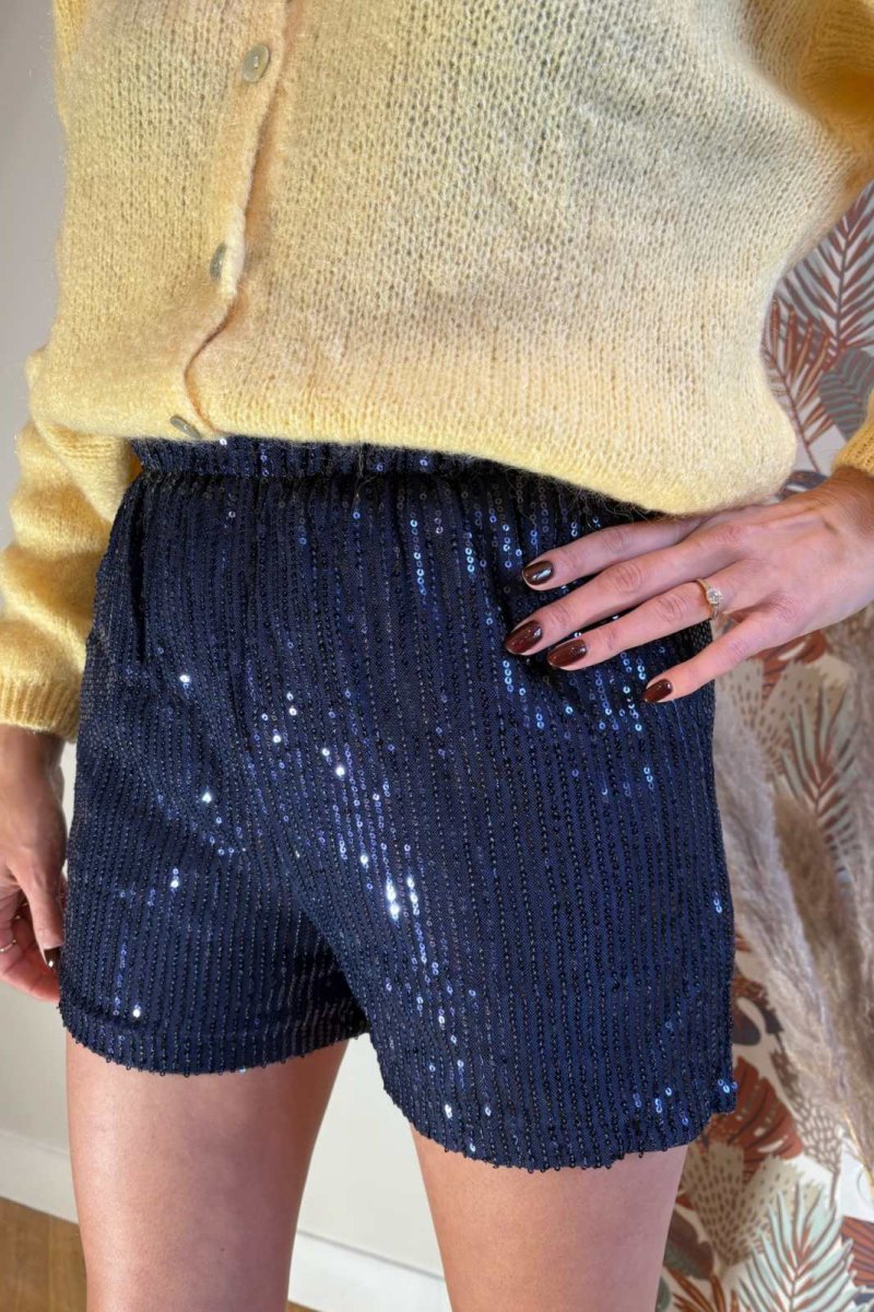 Short bleu marine à paillettes – Image 4