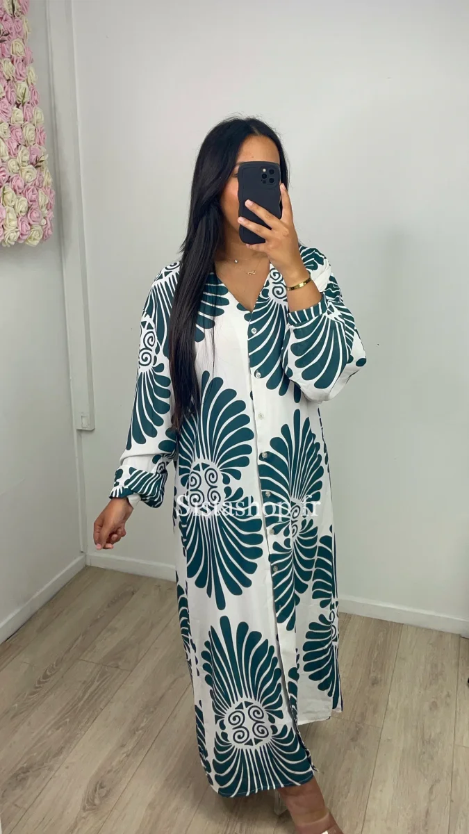 Robe fleurie Farah Vert