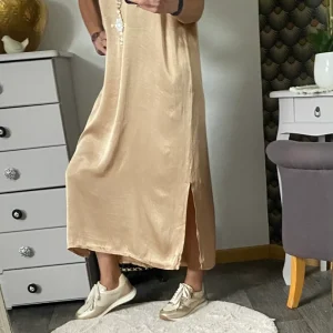 ROBE SOIE  BEIGE  40/44 petit 46