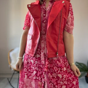 LE PERFECTO SANS MANCHE EN SIMILI ROUGE