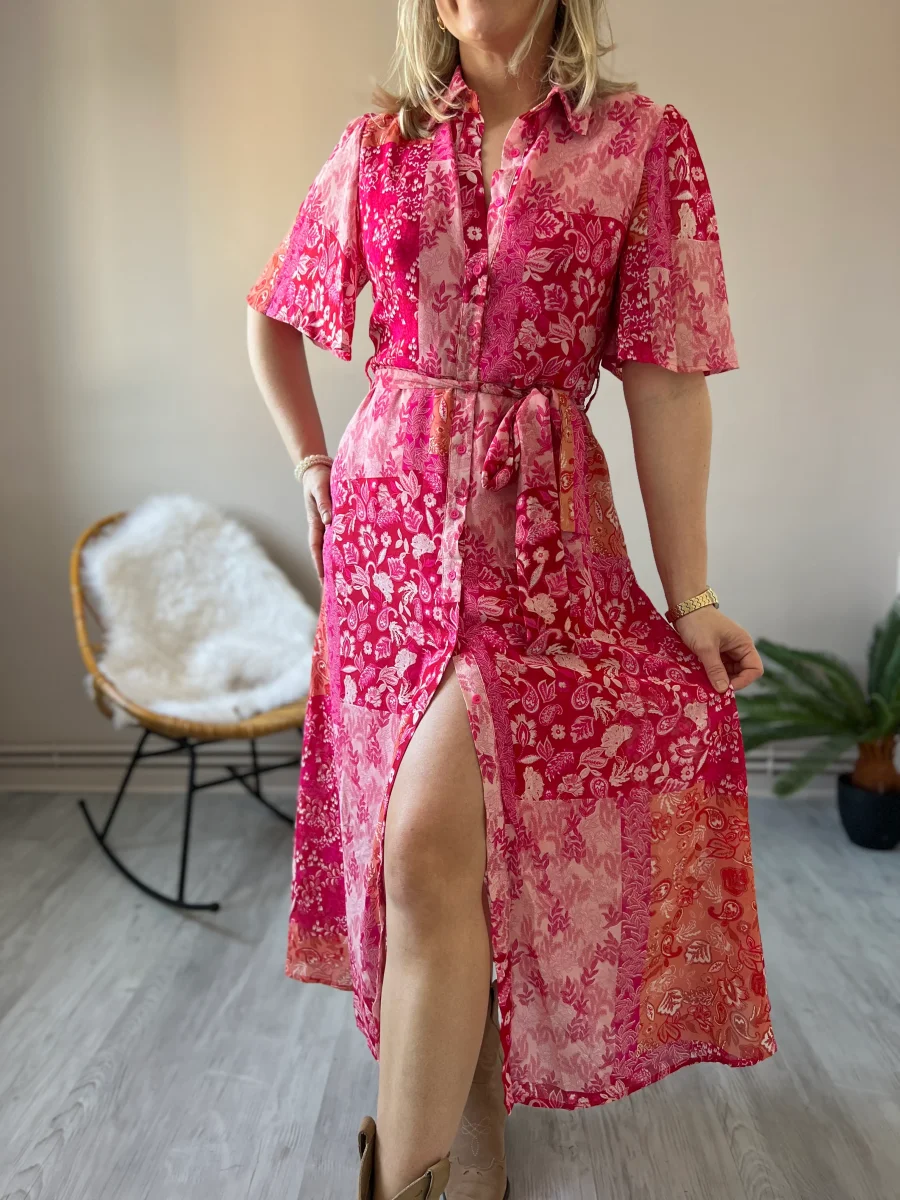 LA ROBE LONGUE PATCHWORK FUSHIA - Image 3