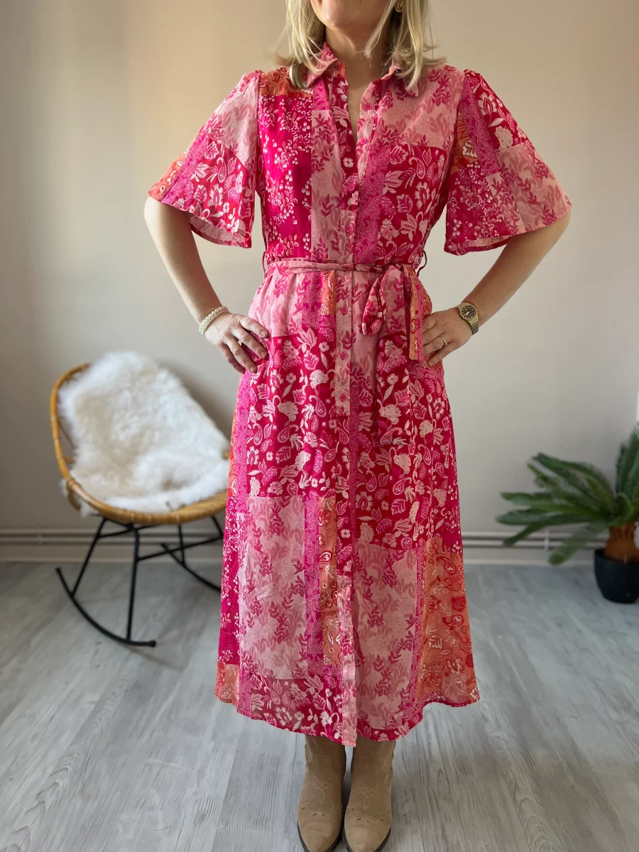 LA ROBE LONGUE PATCHWORK FUSHIA