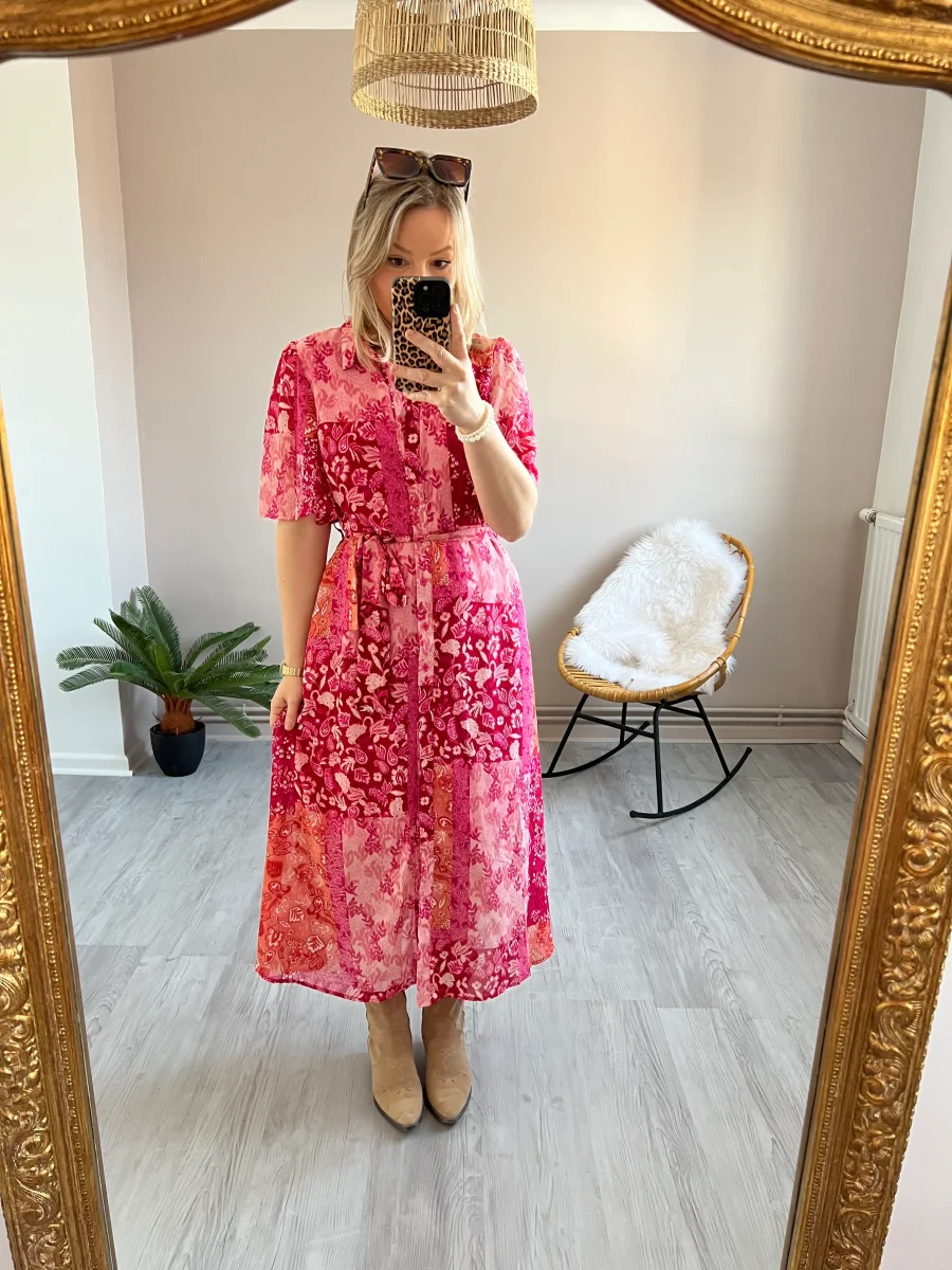 LA ROBE LONGUE PATCHWORK FUSHIA - Image 4