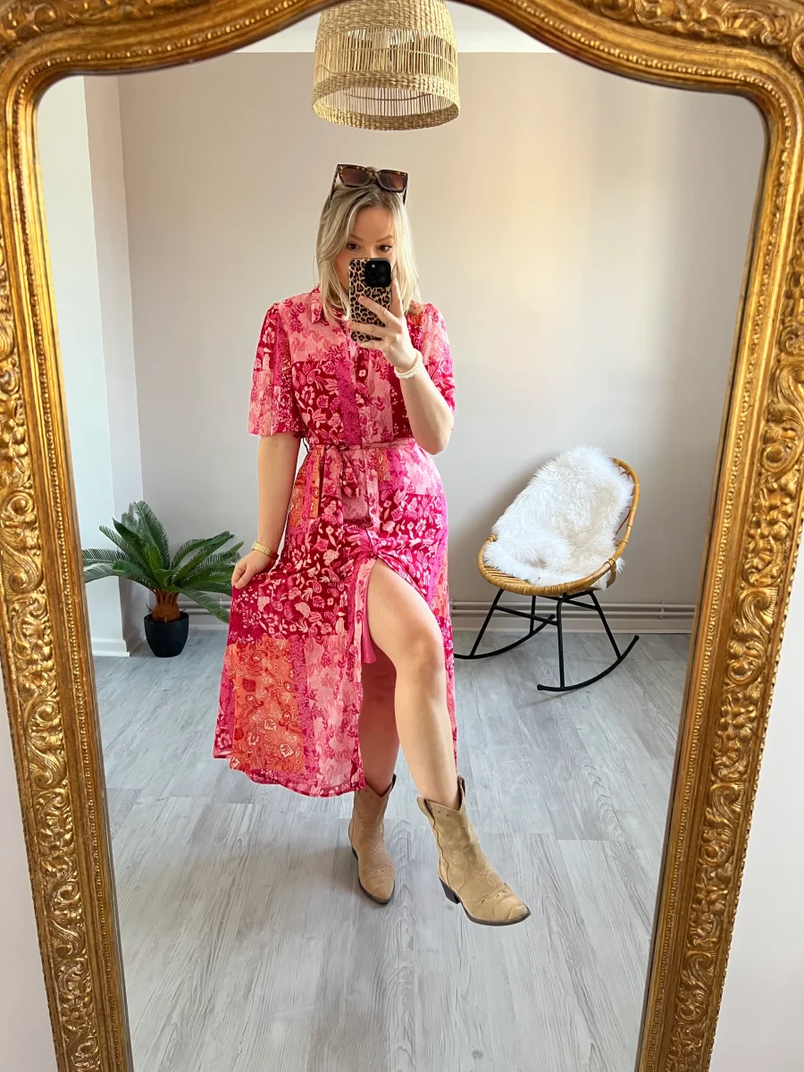 LA ROBE LONGUE PATCHWORK FUSHIA - Image 5