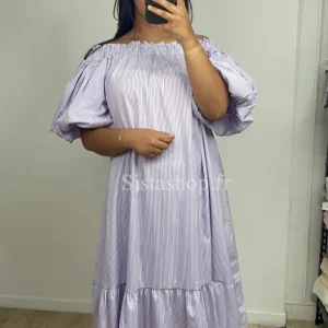 Robe à rayure lila Mélina